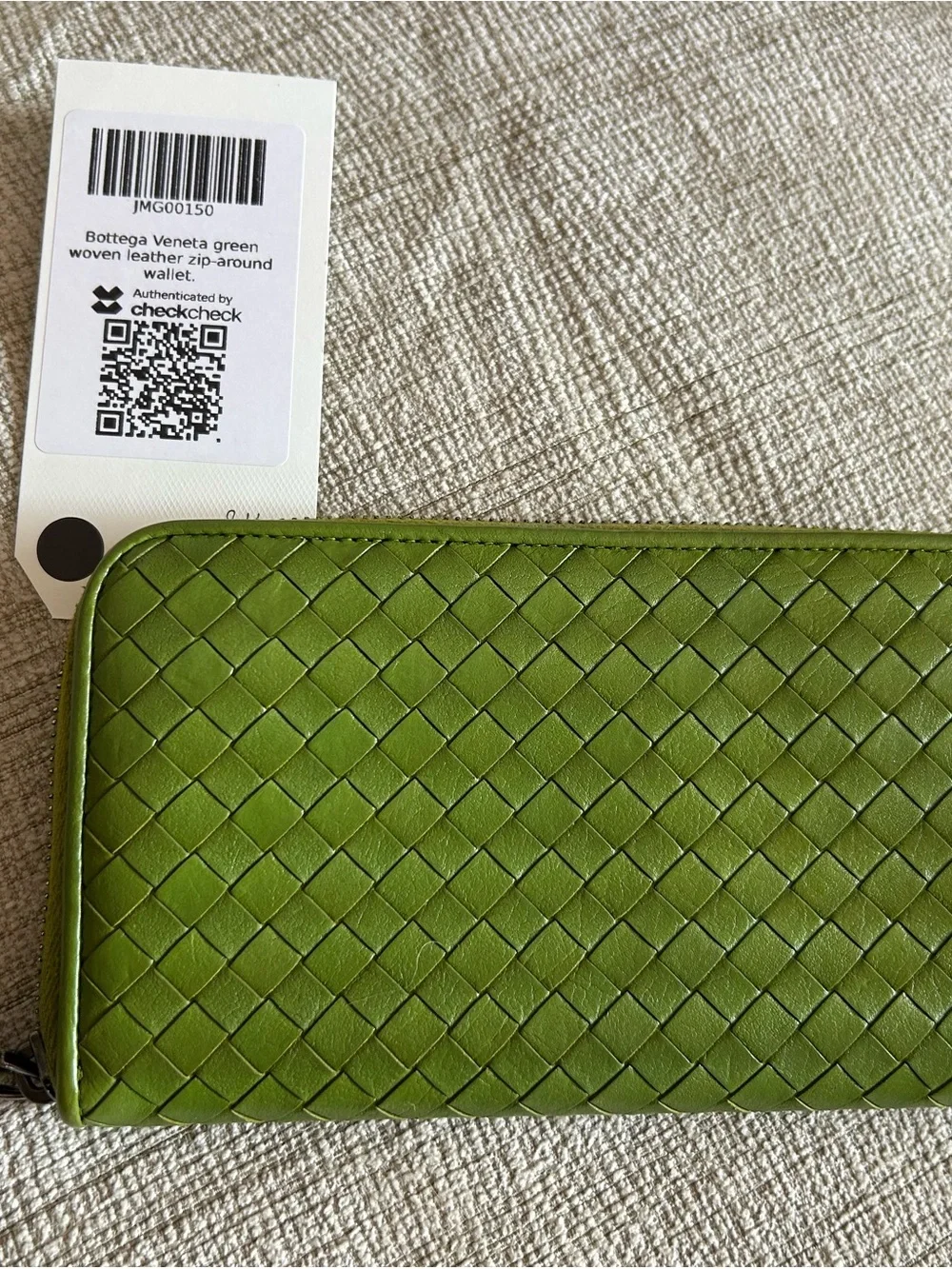 Bottega Veneta Olive Green Intrecciato Zip Wallet